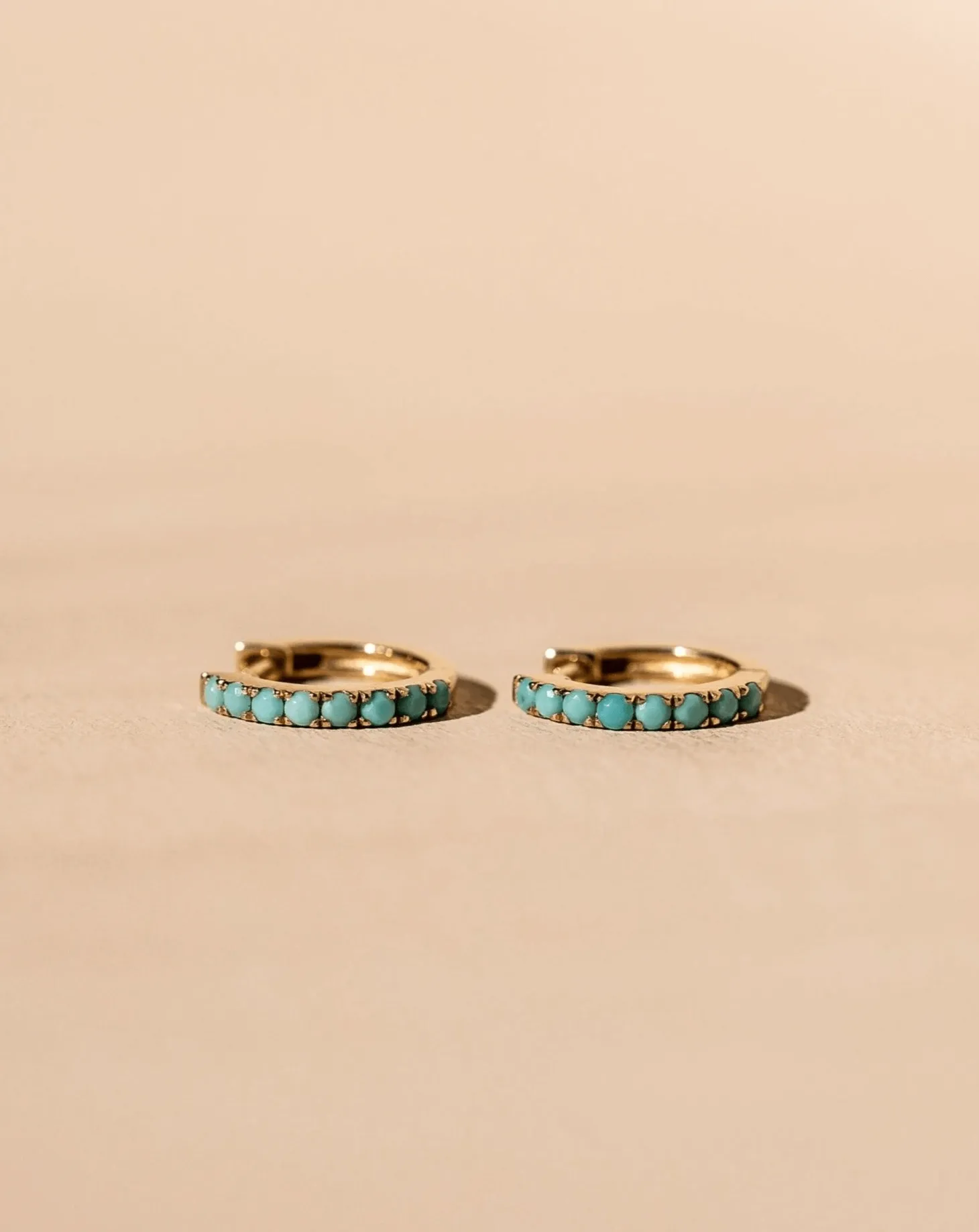 Turquoise Huggie - 10k Solid Gold