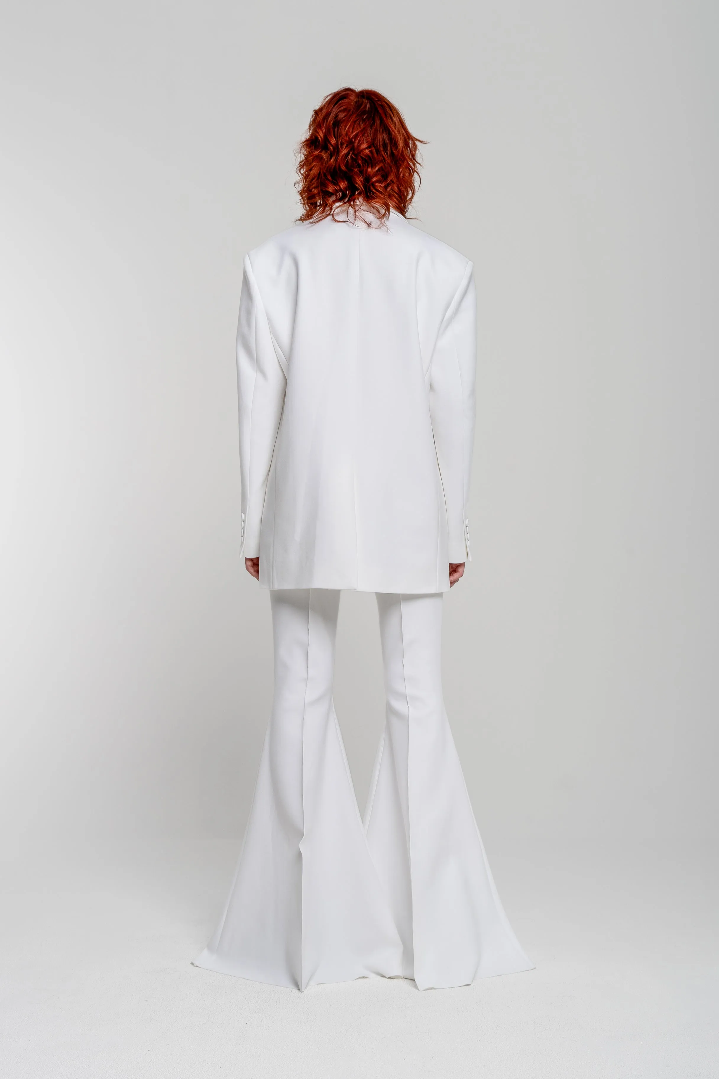 WHITE EXTREME FLARE TROUSERS