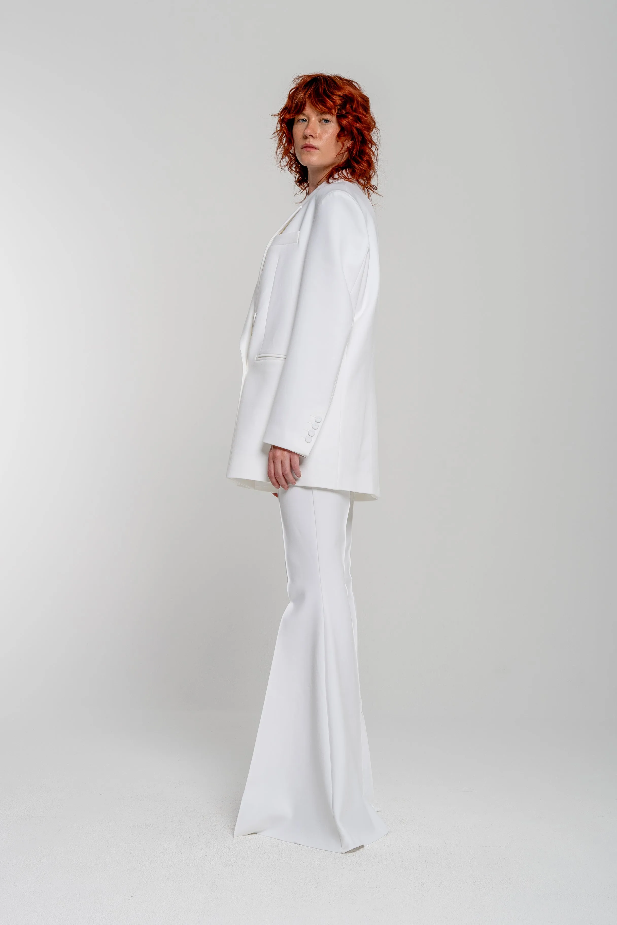 WHITE EXTREME FLARE TROUSERS